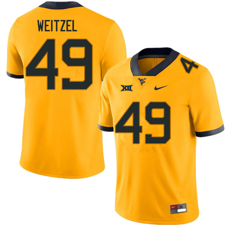 Men #49 Trace Weitzel West Virginia Mountaineers College Football Jerseys Sale-Gold
